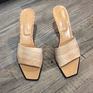 Faux snake leather mules